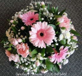 Pink White Funeral posy