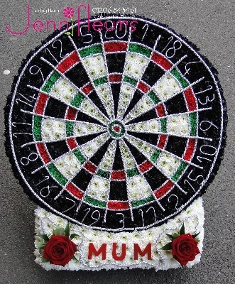 Dartboard Funeral Flowers