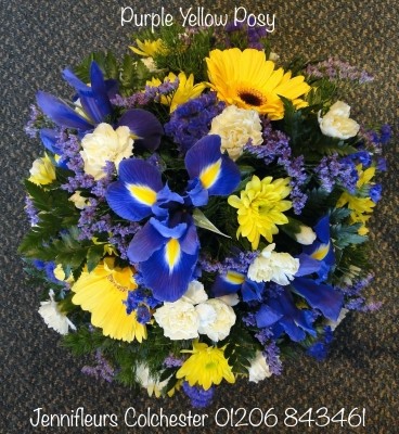 Purple Yellow Funeral Posy