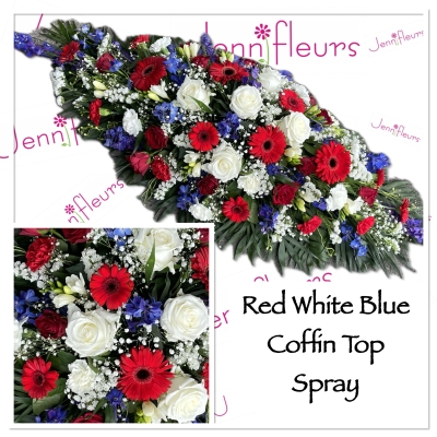 Red White Blue Coffin Top Flowers 