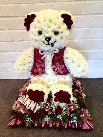 3D Teddy Bear Funeral Flowers