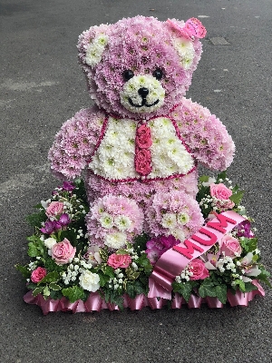 3D Teddy Bear Funeral Flowers