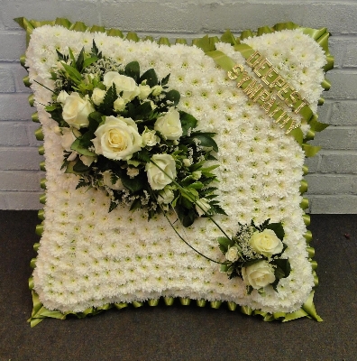 Large Cushion   White and Green