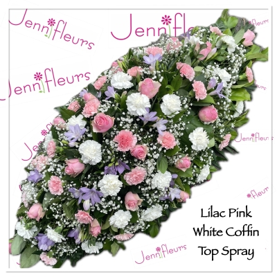 Pink White Lilac Coffin Top Flowers