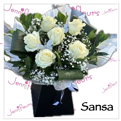 Sansa White Rose Bouquet 