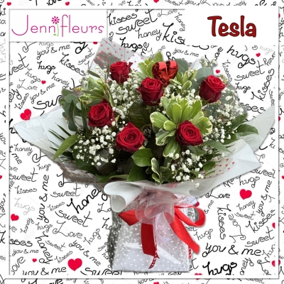 6 Red Rose Tesla Bouquet Colchester