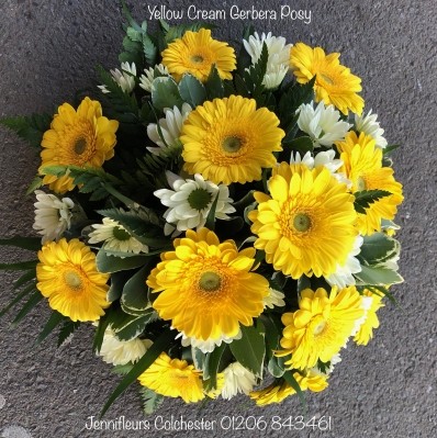 Yellow and Cream Gerbera Posy