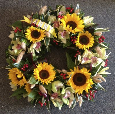 Sunflower and Orchid Woodland Wreath