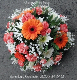 Orange White Funeral Posy