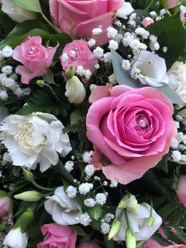 Pink and White Funeral Flower Spray
