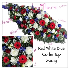 Red White Blue Coffin Top Flowers 