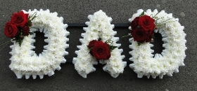 DAD   (White with Red Roses)
