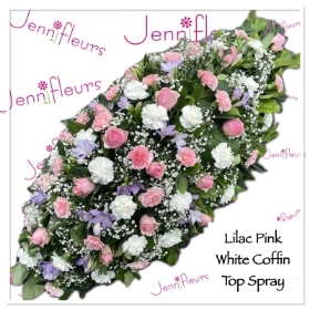 Pink White Lilac Coffin Top Flowers