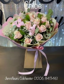 Pink roses hand tied