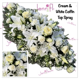 Cream White Coffin Top Flowers