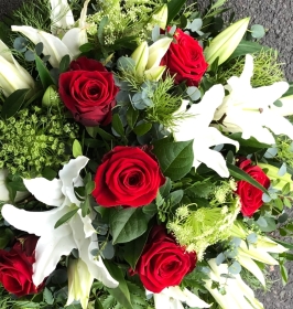 Funeral Flower Posy Red White