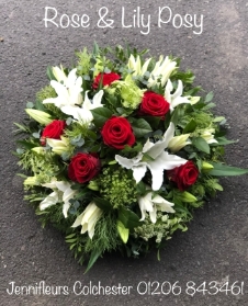 Funeral Flower Posy Red White
