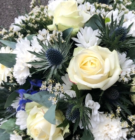 Funeral Flower Posy White With Thistles