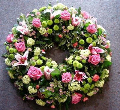 Pink Rose and Lily Wreath